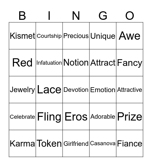 Happy VD! Bingo Card