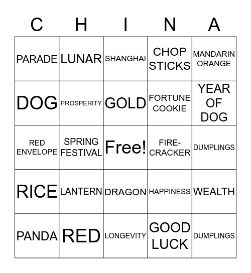 CHINESE NEW YEAR BINGO Card