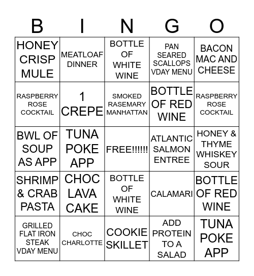 VALENTINES DAY  Bingo Card