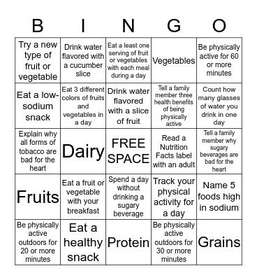 Heart-Healthy Bingo Card