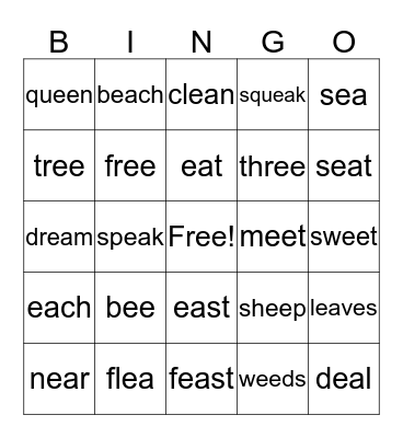ee and ea Bingo Card