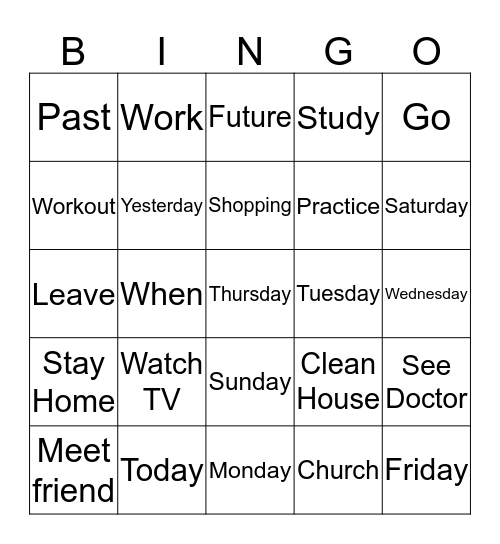 Time Signs  Bingo Card