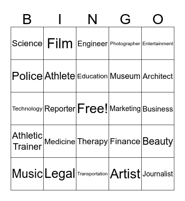 Career Bingo Card