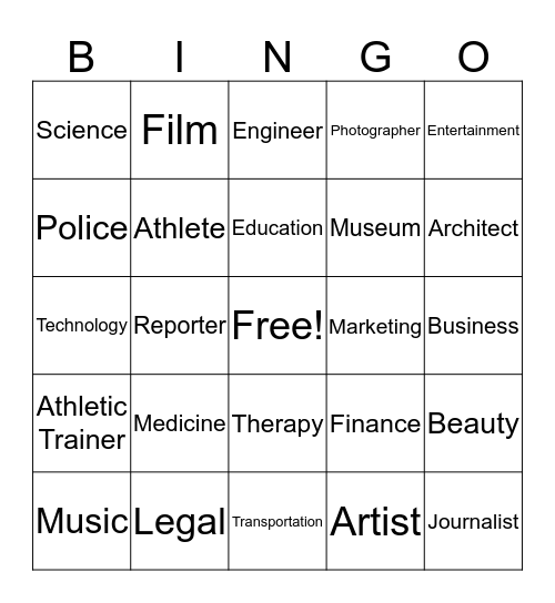 Career Bingo Card