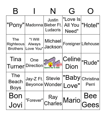 Jimmy Geez Music Bingo - Valentine's Day! Bingo Card