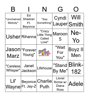 Jimmy Geez Music Bingo - Valentine's Day Bingo Card