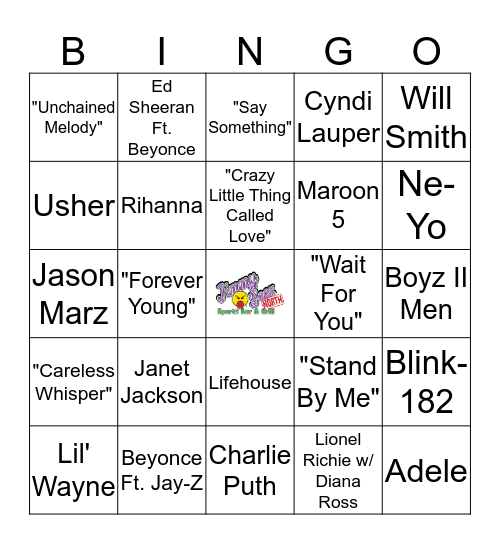 Jimmy Geez Music Bingo - Valentine's Day Bingo Card