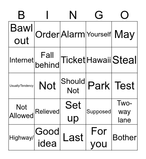 Unit 8 Bingo Card