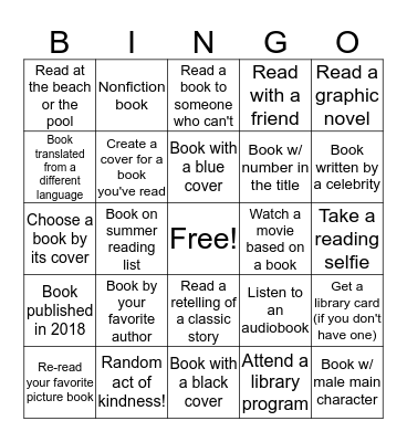 Libraries Rock! Book Bingo Card