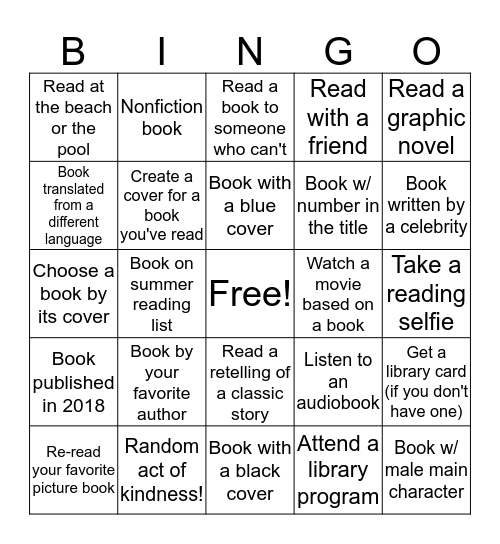 Libraries Rock! Book Bingo Card
