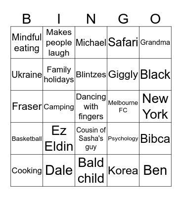 Becc's Bingo Board Bingo Card