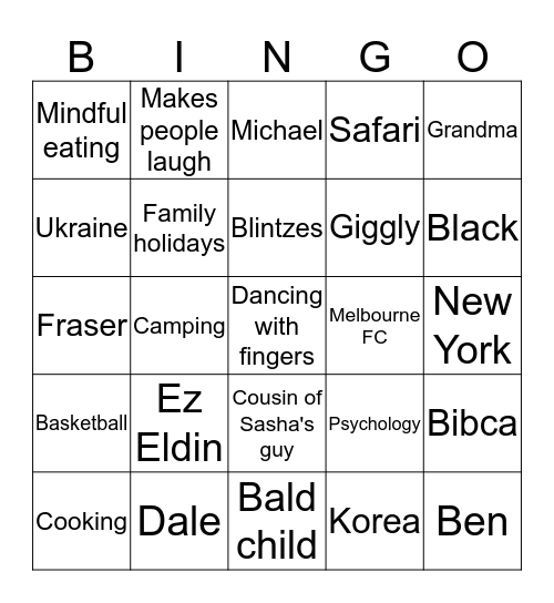 Becc's Bingo Board Bingo Card