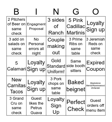 Valentines Day Bingo Card