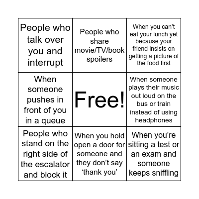 WHAT GRINDS MY GEARS: The Official Bingo Card