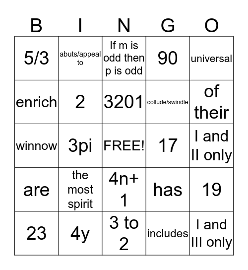 P S A T Bingo Card