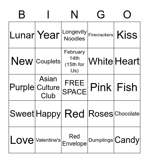 Valentine + Lunar New Year Bingo Card