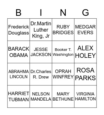 Who Am I? Bingo Card