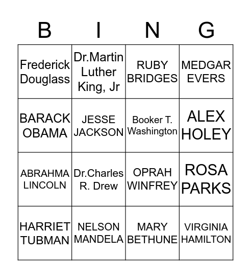 Who Am I? Bingo Card