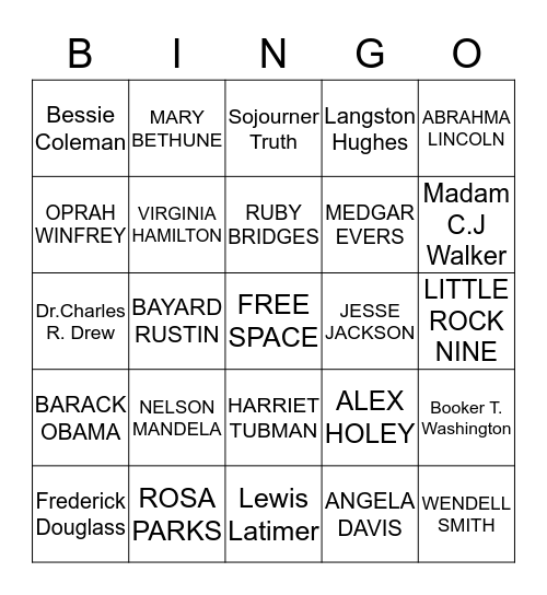 Who Am I? Bingo Card