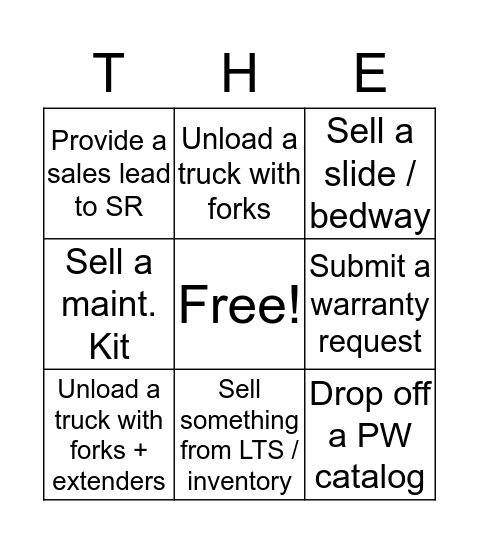 T.H.E. Bingo Card Bingo Card