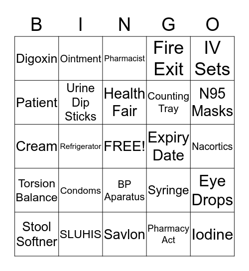 PHARMACY BINGO Card