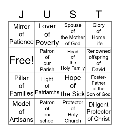 ST. JOSEPH Bingo Card