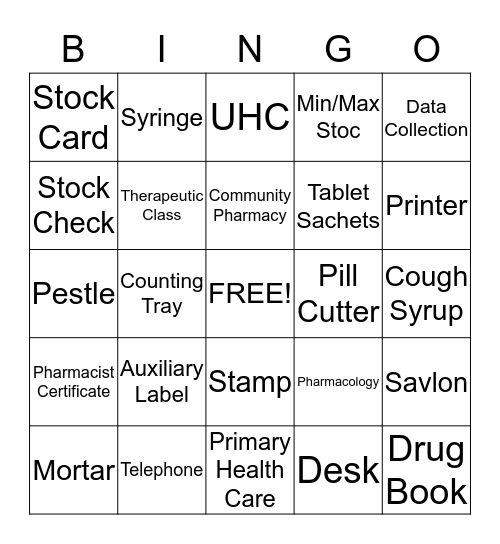 PHARMACY BINGO Card