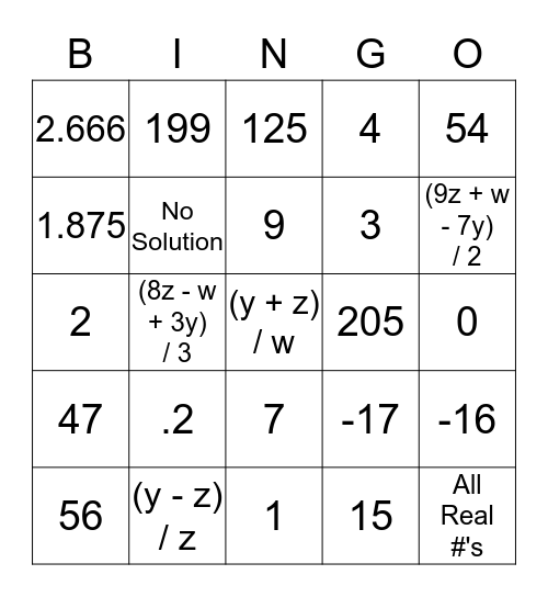 2.1-2.9 Bingo Card