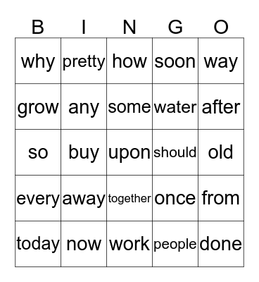 Unit 3 HFW review Bingo Card