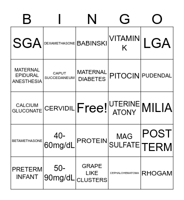 maternal health Bingo Card