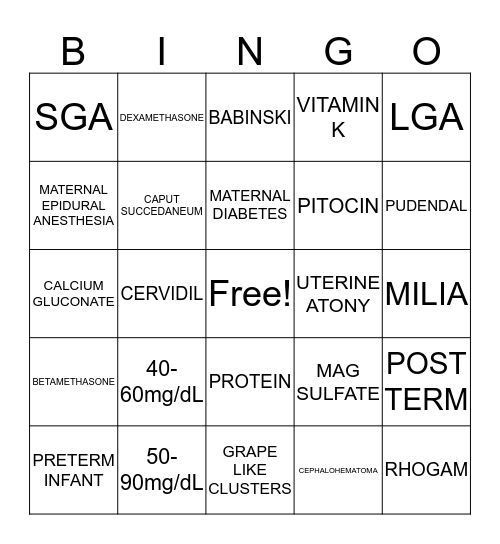 maternal health Bingo Card