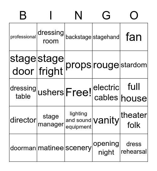 Backstage with Clawdio Bingo Card