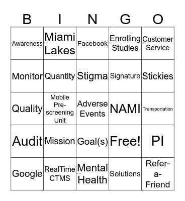 Segal Trials Bingo Card