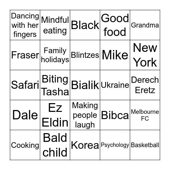 Becc's Bingo Board Bingo Card