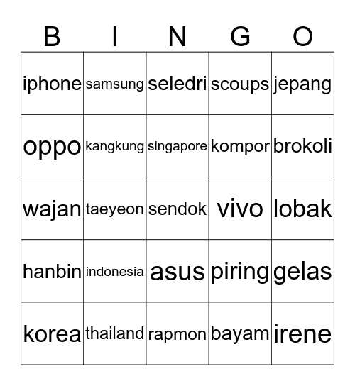bingo yeonwoo cantik #GamesBego #BegoAduKecerdasan  Bingo Card