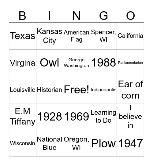 FFA Bingo Card