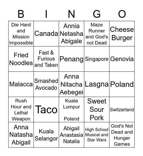 Nadia's Bingo Puzzler Bingo Card