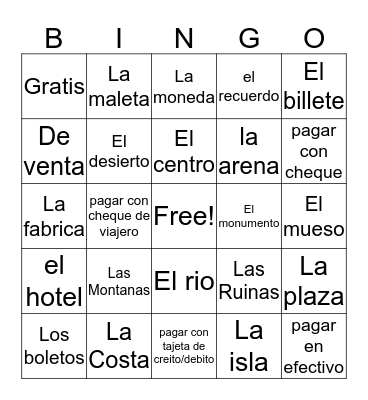 Spanish 3 Bingo Card
