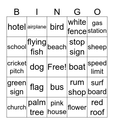 Barbados Bingo  Bingo Card