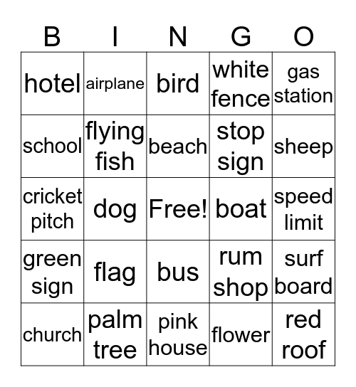 Barbados Bingo  Bingo Card