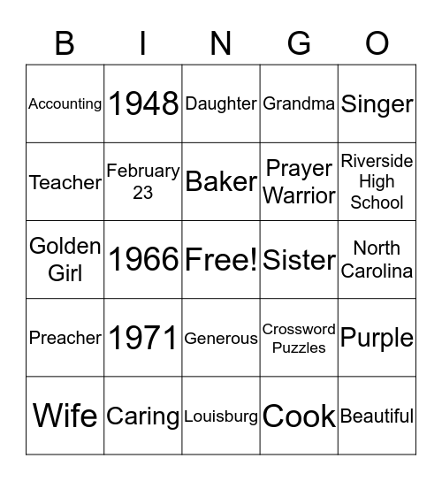Happy Birthday Margaret Bingo Card