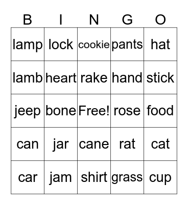 Lesson 5 Bingo Card