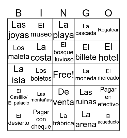 Spanish 3 : Unit 1  Bingo Card