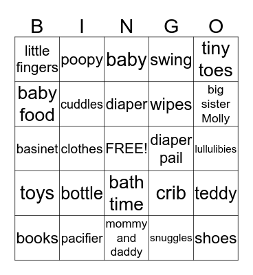 Baby Bingo Card