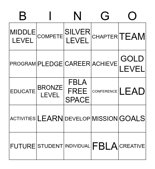 FBLA/LEAD Bingo Card
