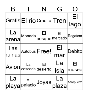 Spanish Review Bingo Card