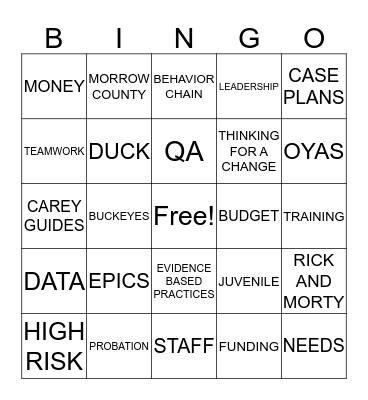 MORROW COUNTY PROBATION SERVICES Bingo Card