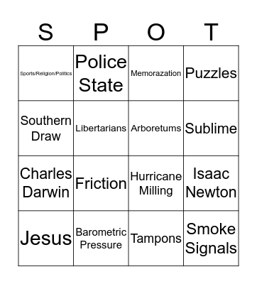 ON THE SPOT EPISODE 19 Bingo Card