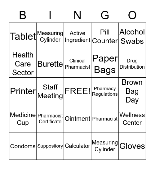 PHARMACY BINGO Card