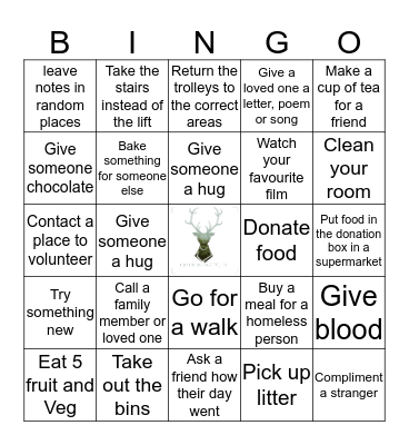 Wellbeing Society Good Deed Bingo  Bingo Card